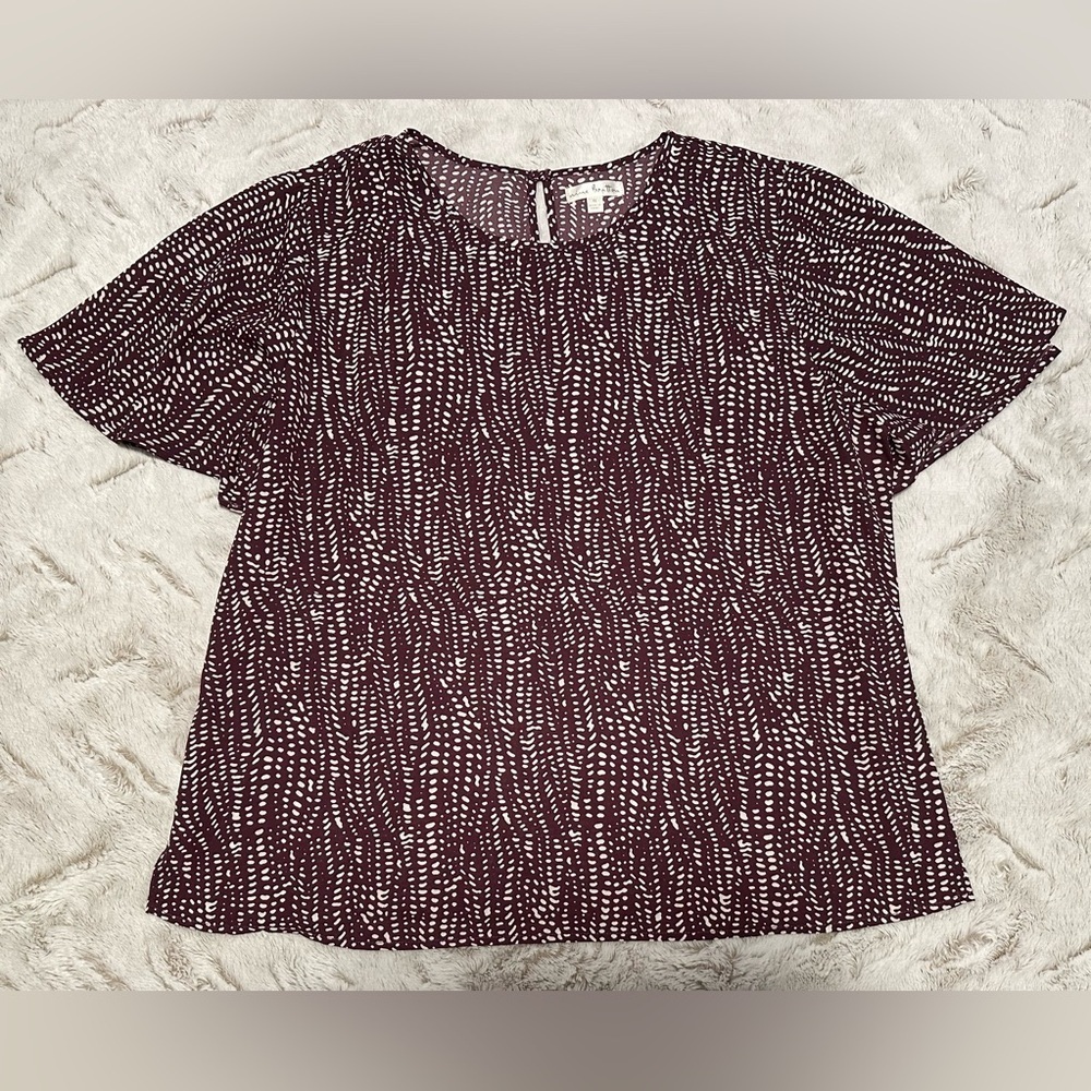 Nine Britton Plum and White Patterned Blouse